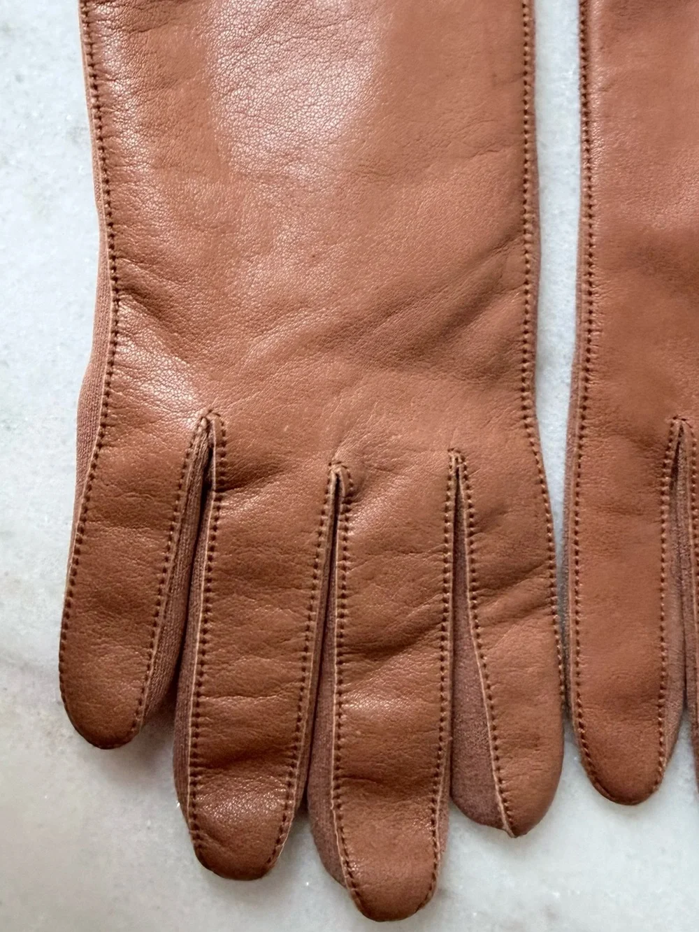 Classic Brown genuine Leather Long Gloves